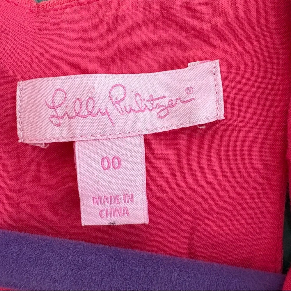 Lilly Pulitzer Augusta Pink Anchor Jacquard Lace Trim Shift Dress Size 00